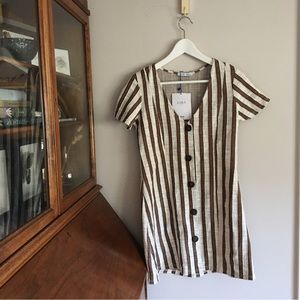 🍂3 for $25🍂 NWT ZARA White and Brown Rustic Dress